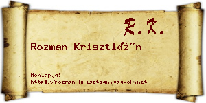 Rozman Krisztián névjegykártya