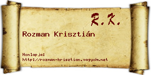 Rozman Krisztián névjegykártya